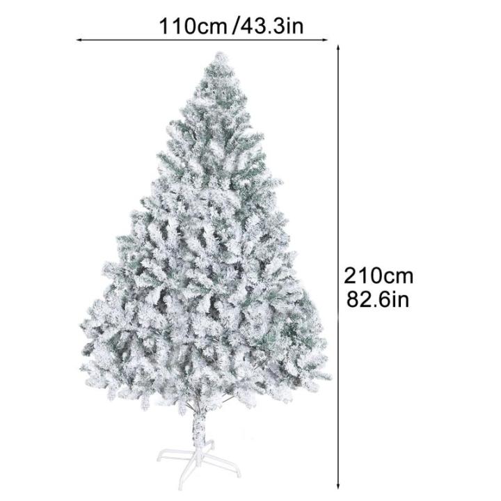 Kerstboom met sneeuw gevlokte kunstsneeuw-kerstfeestdagen, potloodboom, winterfeestdecoratie, 800 realistische takken, versterkt, 210 cm