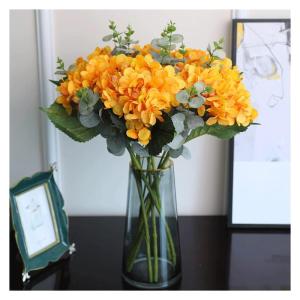 Kunstblumen Künstliche Blumen für Hochzeit, Party, Esstisch, künstlicher Blumenstrauß aus Hortensien mit Glasvase für jeden Anlass