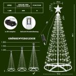Kerstboom, metaal, grote kegelvorm, 250 leds, lichtboom, 8 modi, timer, waterdicht, kerstverlichting, buitenverlichting, kerstverlichting voor tuin, balkon, kerstdecoratie buiten, 