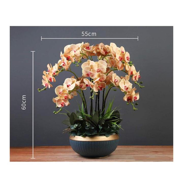 Kunstblumen Künstliche Pflanzen, Orchideen-Blumenarrangement – ​​Elegante Orchideen-Bonsai-Dekoration, künstliche Blumen mit Porzellanvase für jeden Anlass