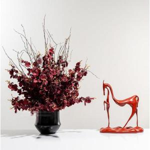 Kunstblumen Künstliches Blumenarrangement im chinesischen Stil – handgefertigte Blumenkunst aus Keramik und Silikon, lebensechte Topfpflanze für Zuhause für jeden Anlass