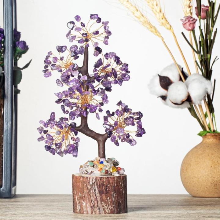 Amethist steen boom edelstenen kristallen paars decoratieve steen grote levensboom geldboom kristal geluksbrenger boom spirituele geschenken veel geluk