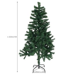 Kunstkerstboom met 400 takken, 150 cm hoog, pvc-dennenboom, kunstkerstboom met metalen standaard, kerstboom voor thuis, kantoor, winkel, hotel, kerstdecoratie