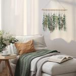 Kunsthangplanten, eucalyptus, bladeren, , eucalyptus, takken, voor tuin, binnen en buiten, kunstdecoratie, woonkamer, slaapkamer (groen-2)