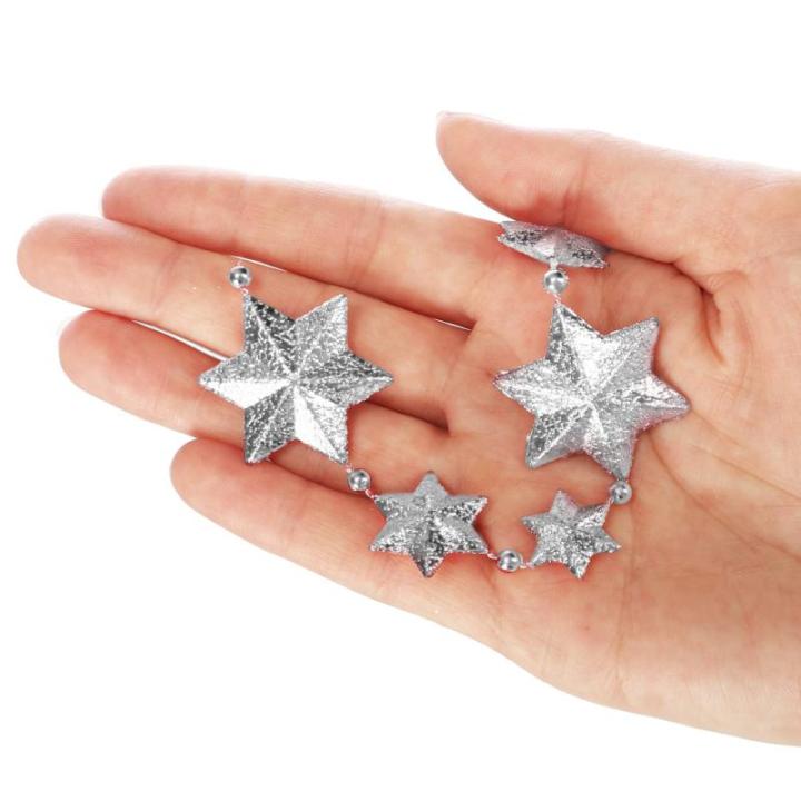 slinger met sterren - Kerstslinger - Sterrenslinger voor kerstdecoratie - Kerstdecoratie voor kerstboom - 500 cm (Set02 - zilver/sterren)