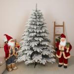 1.5m/1.8m Schneebeflockter Weihnachtsbaum, Aufklappbarer Künstlicher Weihnachtsbaum mit Metallständer, Weiße Schneespitzen, für die Partydekoration im Homeoffice(1.5m/5ft)