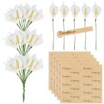 144 stuks Calla lelies 2,3 cm klein met 90 stickers wit decoratieve bloemen met metaaldraad nep bloemen party bruiloft DIY scrapbook kaarten decoratie