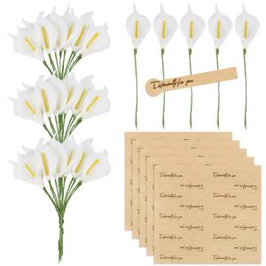 144 stuks Calla lelies 2,3 cm klein met 90 stickers wit decoratieve bloemen met metaaldraad nep bloemen party bruiloft DIY scrapbook kaarten decoratie