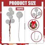 200 Stück Weihnachten Künstliche Holly Beeren Mini Weihnachten Gefrostete Beere Künstliche Früchte für Weihnachtsbaumschmuck Basteln Geschenken Weihnachtskranz Dekoration Heim