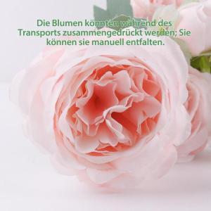 4 kleurrijke pioenrozen, kunstrozen, boeket, levensechte zijden pioenrozen, boeketten voor thuisdecoratie, kunstzijden rozen, bloemenarrangement voor feest, centrum, lichtroze