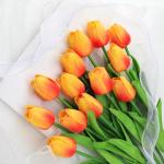 12 stuks latex kunsttulpen - nep-tulpen, , nep-tulpen, bloem met natuurlijke touch voor thuis, kantoor, bruiloftsdecoratie (rood en geel)