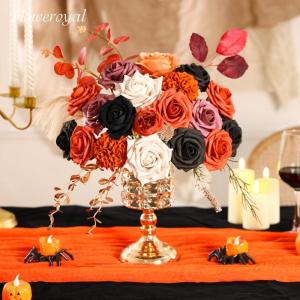 Halloween kunstbloemen, zwarte bloemen, zijden bloemen, kunstrozen met stelen voor bruiloft, bruidsboeketten, tafeldecoratie, babyshower, bloemstuk, woondecoraties