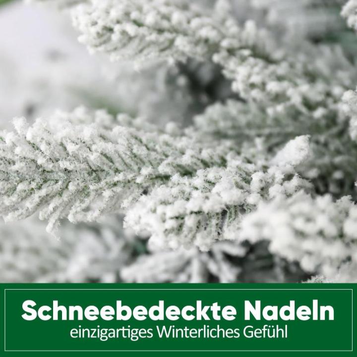 Witte kunstkerstboom met verlichting, 180 cm, sneeuwdennenboom, kunstkerstboom met 330 leds, handschoenen, houten standaard