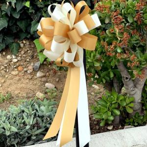 Gold- und Elfenbein -Pull Bows - 8 breit, 6, Hochzeitsbögen, Geburtstag, Partydekoration, Geschenkkorb, Geschenke, Klassenzimmer, Spendenaktion, Bürozielblumen