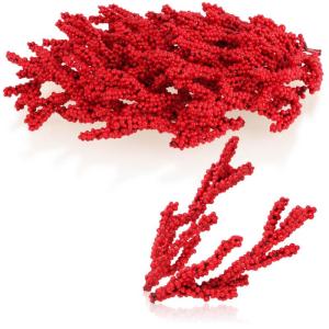 25 x decoratieve tak, decoratieve hulstbessen als knutselbenodigdheden, doe-het-zelf accessoires voor kransen en bloemstukken, kleine bessen, strooidecoratie (25 stuks, veel rode b