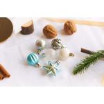 - 44-delige set - ballen - sterren - kerstversiering - turquoise, zilver, wit - ca. 3cm