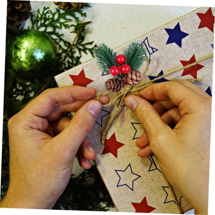 5st Kiefernzapfen Weihnachtsseidenbeere Baum Pflücken Rote Beerenstiele Künstliches Weihnachtsspray Künstliche Beerenpflücker Gefälschter Beerenstiel Große Tannenzapfen Vlies
