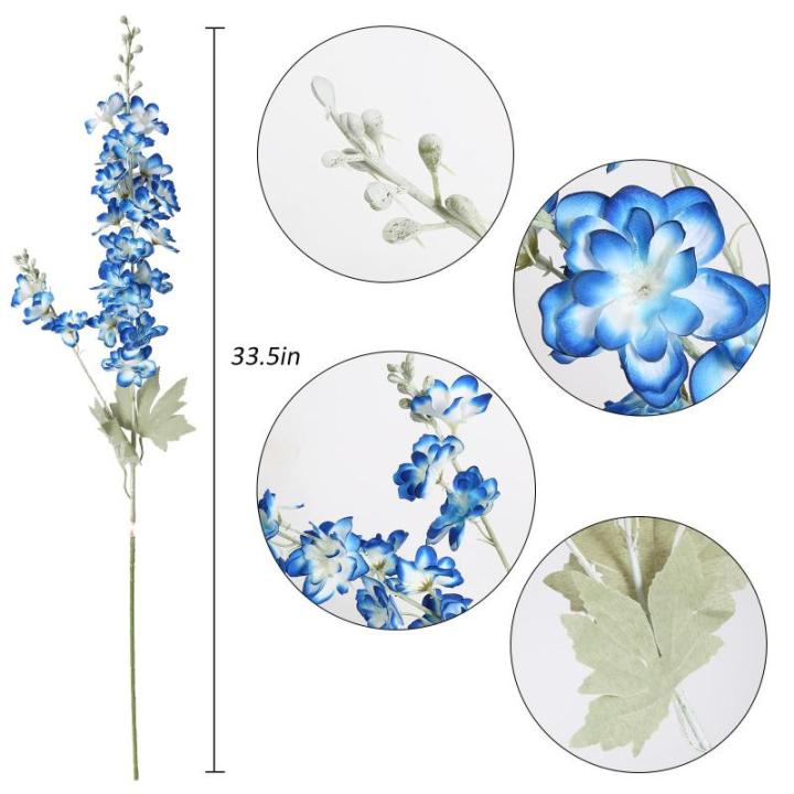 Delphinium 6 stuks zijden bloemen ridderspoor 85 cm lange steel bloemen voor thuis bruiloft kantoor arrangement decoratie (gradiënt blauw)