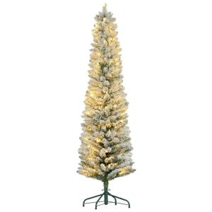 Kunstkerstboom, 180 cm, met 150 ledlampen, 329 takken, vlamvertragend, voor kerstfeest, binnen, groen + wit