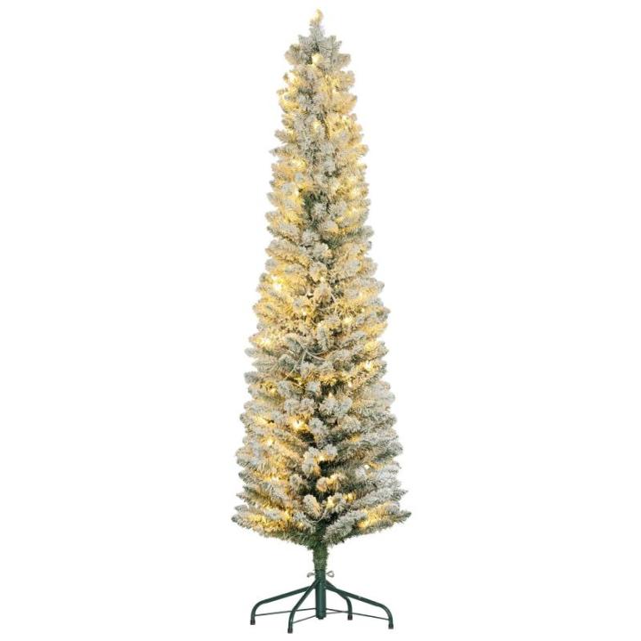 Kunstkerstboom, 180 cm, met 150 ledlampen, 329 takken, vlamvertragend, voor kerstfeest, binnen, groen + wit
