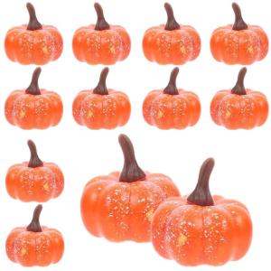 12 stuks mini gesimuleerde schuimstof, kleine pompoen, decoratieve pompoen, Thanksgiving kunstpompoenen, geschikt voor Halloween, party, binnendecoratie
