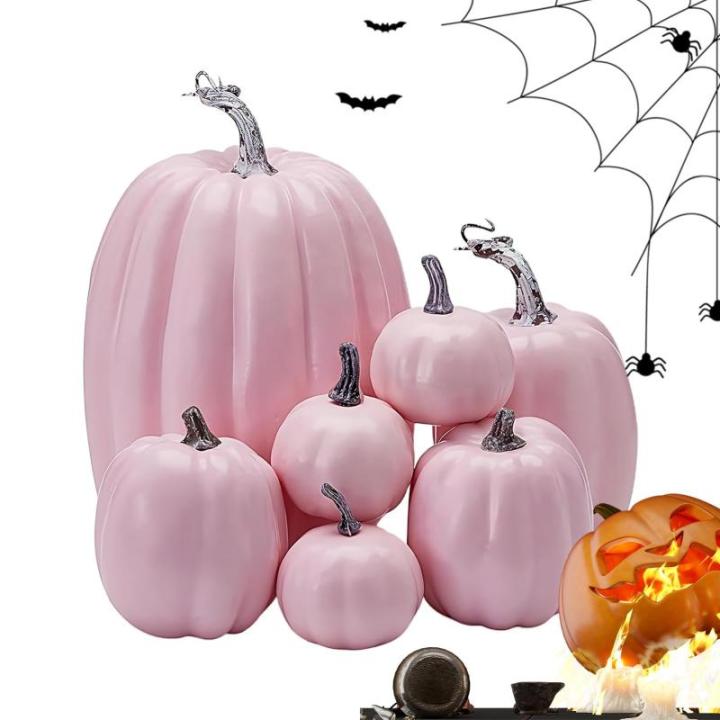Herfstpompoenen, 7 stuks kunstpompoenen, schuim, herfstpompoen voor oogst, herfst, tafel, thuis, tuin, oogstfeest, Halloween, feestdecoratie