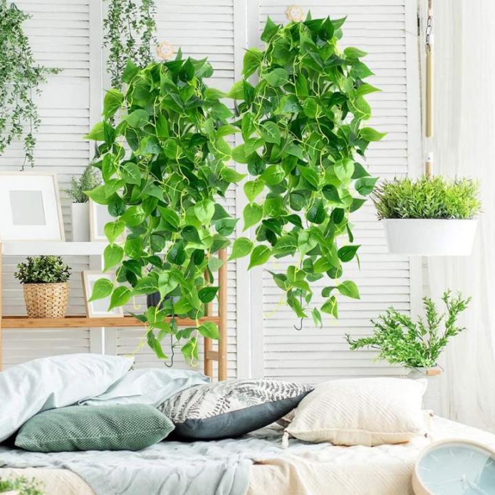 , 2 stuks, hangende , 105 cm, kunststof planten voor binnen en buiten, balkon, bruiloft, tuin, wanddecoratie