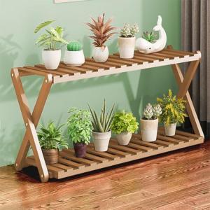 Blumenständer Mit 2 Ebenen, Blumentopfständer, Pflanzenleiter Für Draußen, Mehrstufiger Pflanzenständer Für Zuhause, Terrasse, Rasen, Garten, Balkon (A,47x25x70cm)
