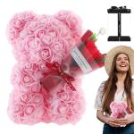 Valentijnsdag rozenbeer cadeau voor haar rozenbeer schattige teddybeer, kunstrozenbeer met rozenboeket, romantische rozen teddybeer cadeau voor Kerstmis