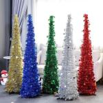 Lametta-pop-up-Weihnachtsbaum, einfach zu montierender, zusammenklappbarer künstlicher Bleistift-Weihnachtsbaum mit glänzenden Pailletten für die heimdekoration – silbriger 4.