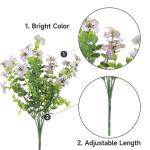 Kunstbloemen, 8 bundels voor buiten, uv-bestendig, namaakbloemen, vervaagt niet, groene kunstplant, tuin, veranda, raam, box, kantoor, struiken, decoreren (wit)