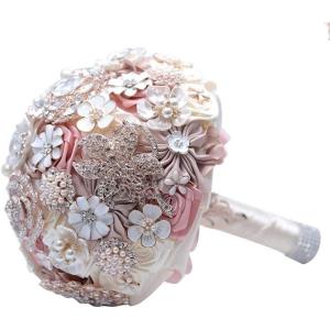 Hochzeitsstrauß for die Braut mit künstlichen Blumen, Seidenblumen for die Hochzeit, Strass-Design, Broschenstrauß, Brautkleid, Hochzeitsstrauß
