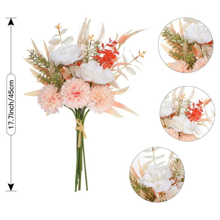 Kunstbloem zijden hortensia bloemstukken, witte bloem faux planten boeketten voor bruiloft decoraties, plastic bloemen tafel centerpieces voor thuis, tuin, kantoor decor (1, wit)