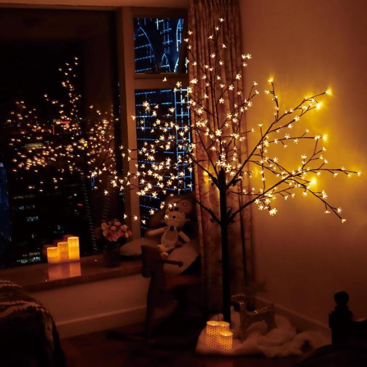 CushHom Led-lichtboom voor binnen en buiten, voor binnen en buiten, kersenbloesemboom, lichtdecoratie, warmwit, IP44, 180 cm, 336 leds