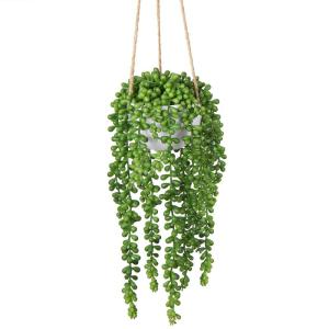 Senecio Hangplant, gematteerde kunstvetplanten, voor binnen en buiten, hoogte: 35,5 cm, in hanghanger