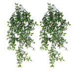 , hangende groene hangende 2 stuks, bladeren, namaak-slingers, kunststof planten, voor bruiloft, tuin, wanddecoratie (lengte: 80 cm)