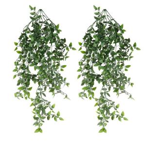 , hangende groene hangende 2 stuks, bladeren, namaak-slingers, kunststof planten, voor bruiloft, tuin, wanddecoratie (lengte: 80 cm)
