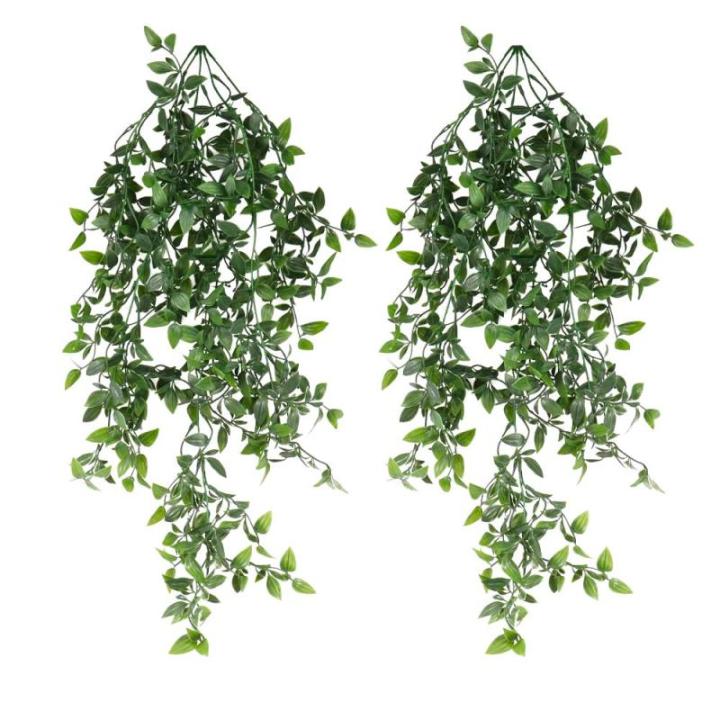 , hangende groene hangende 2 stuks, bladeren, namaak-slingers, kunststof planten, voor bruiloft, tuin, wanddecoratie (lengte: 80 cm)