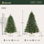 Kunstkerstboom 180 cm met warme LED-verlichting en houten standaard, PE spuitgietwerk en PVC dennenboom (Ø ca. 120 cm) met snelopbouw-klapsysteem