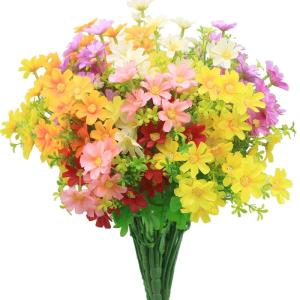 6 bundels voor buiten, uv-bestendig, kunstplanten in grote hoeveelheden voor het ophangen van plantenbakken, buiten, veranda, vaas,