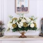 Kunstblumen Künstliche Blumen im europäischen Stil mit Harzvase, künstliche Pfingstrosenblumen-Tischaufsätze, gefälschte Blumensträuße für jeden Anlass