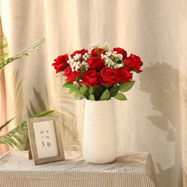 10 stuks kunstzijden rozen bloemen bruiloft boeketten (rood)
