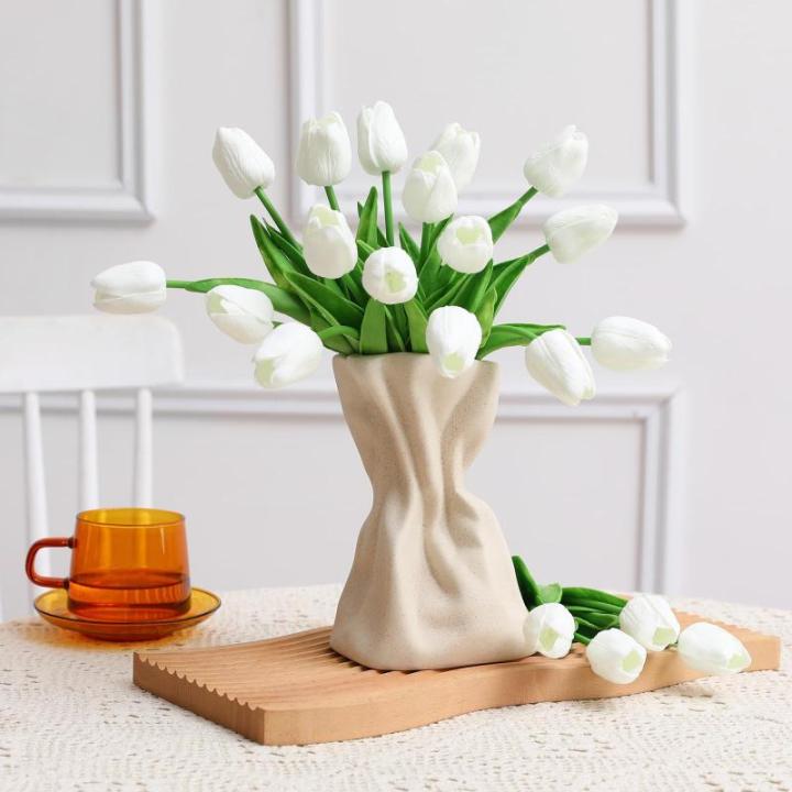 Kunsttulpen van latex, 12 stuks, neptulpen, voor thuis, kantoor, bruiloft, decoratie, wit