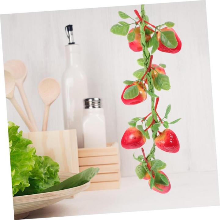 3St Simulierte Erdbeere Erdbeer-Foto-Requisiten lebensechte Fruchtgirlandenrebe Artificial Plant künstliche früchte dekorativer Erdbeeranhänger Wohndekoration Styropor rot