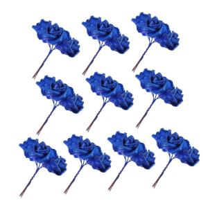 50 Stück Rosenkopf Seidenblumenarrangements sechseckige Artificial sztuczne kwiaty künstliche Blumen realistisches blumenstraußdekor Hochzeit Blumendekor Sport Blue