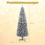 Kunstkerstboom, potlood, 180 cm, dennenboom met sneeuw, kerstboom met 460 takken en inklapbare metalen standaard, slanke kunstboom, Kerstmis voor thuis, op kantoor (groen)