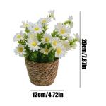 Künstliche Blumen im Topf,Künstliche Topfblumen,Blumenarrangement mit Gänseblümchen im Rattantopf | Seidiger künstlicher Gänseblümchen-Rattan-Topf-Bonsai für die Tischdekor