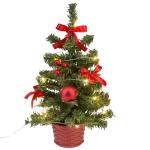 31486 - Decoratieve kerstboom met 20 leds in warm wit, ca. 25 cm hoog, met rode boomversiering in pot en USB-aansluiting, decoratie voor binnen, als winter-, advents- en kerstdecor