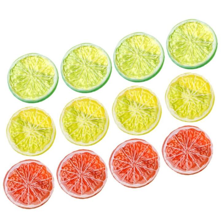 60 STK Nachahmung Einer Zitronenscheibe Getränk Künstliche Früchte Sommer Realistische Zitrone Früchte Fotorequisite Getrocknete Gepresste Früchte Grapefruitscheibenmodell PVC