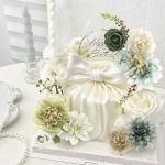 Groene kunstmatige bloem combo nep roos faux dahlia bloemen met stengels voor doe-het-zelf bruiloft bruidsboeket party woondecoratie